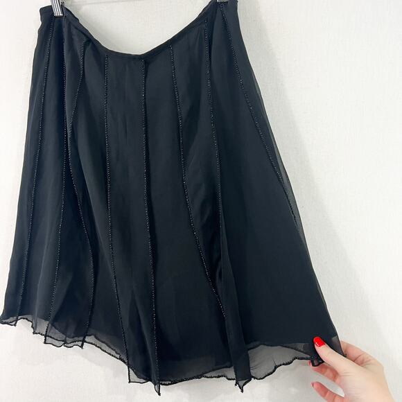 VTG Kenneth Cole Beads of Paradise Black Silk Beaded Skirt 4 Flirty Feminine NWT - Picture 2 of 7